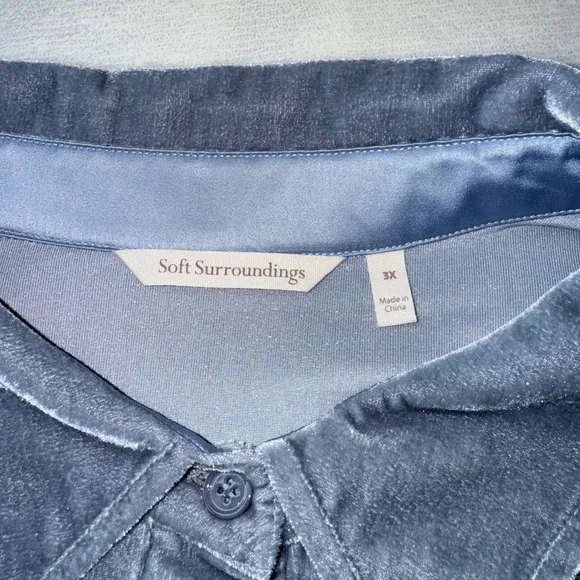 Soft Surroundings Velvet Boyfriend Tunic Button Down Shirt 3X Loungewear EUC - Picture 5 of 9